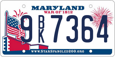 MD license plate 9BK7364