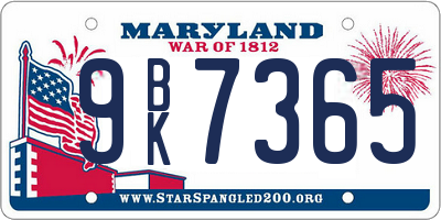 MD license plate 9BK7365