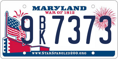 MD license plate 9BK7373
