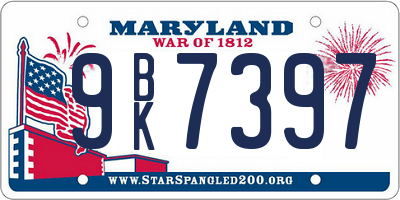 MD license plate 9BK7397