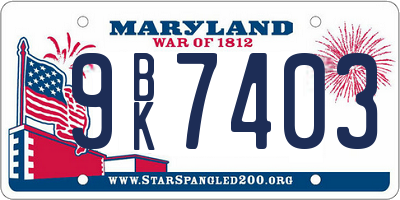 MD license plate 9BK7403
