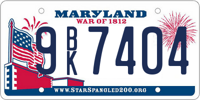 MD license plate 9BK7404