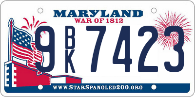 MD license plate 9BK7423