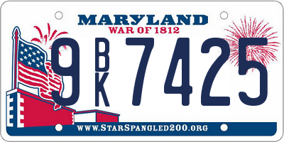 MD license plate 9BK7425