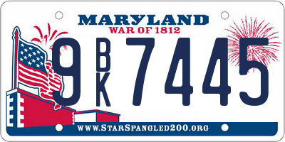 MD license plate 9BK7445