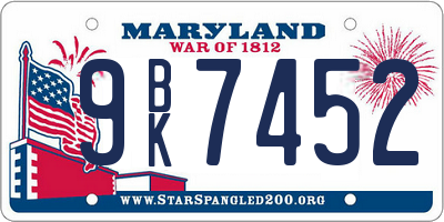 MD license plate 9BK7452