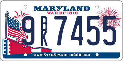 MD license plate 9BK7455