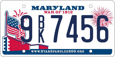 MD license plate 9BK7456
