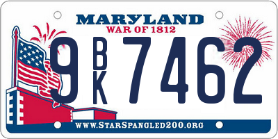 MD license plate 9BK7462
