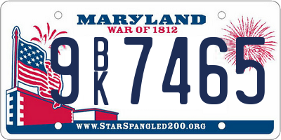 MD license plate 9BK7465