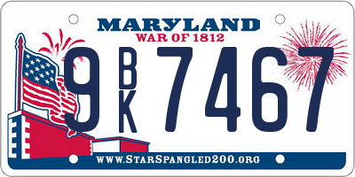 MD license plate 9BK7467