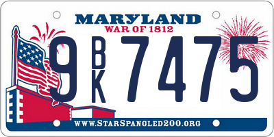 MD license plate 9BK7475