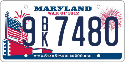 MD license plate 9BK7480
