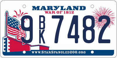 MD license plate 9BK7482