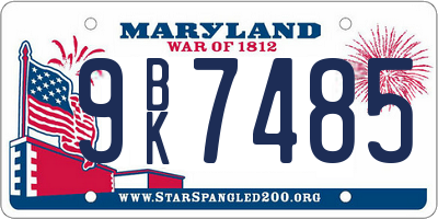 MD license plate 9BK7485