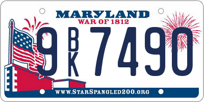 MD license plate 9BK7490