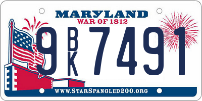 MD license plate 9BK7491