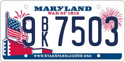 MD license plate 9BK7503