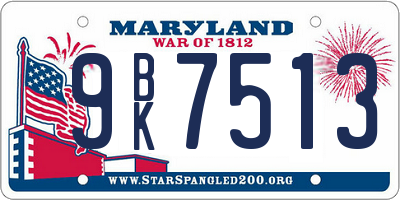 MD license plate 9BK7513