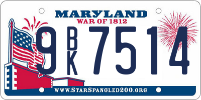 MD license plate 9BK7514