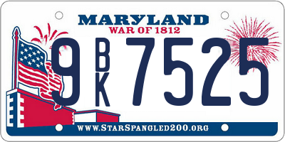 MD license plate 9BK7525