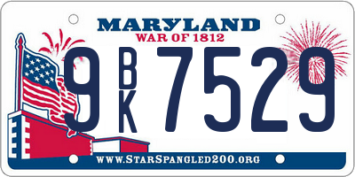 MD license plate 9BK7529