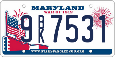 MD license plate 9BK7531