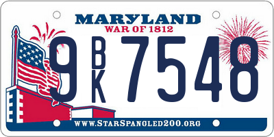 MD license plate 9BK7548
