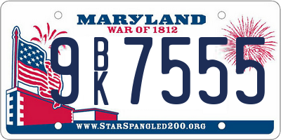 MD license plate 9BK7555
