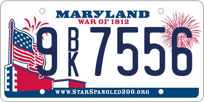 MD license plate 9BK7556