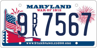MD license plate 9BK7567