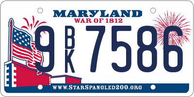 MD license plate 9BK7586