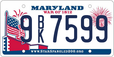 MD license plate 9BK7599