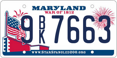 MD license plate 9BK7663