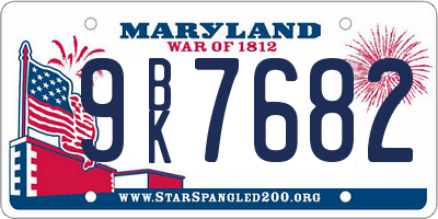 MD license plate 9BK7682