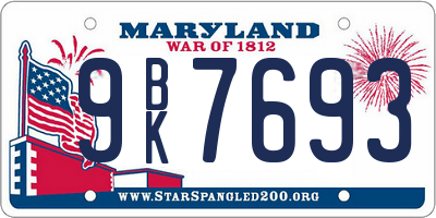 MD license plate 9BK7693
