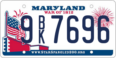 MD license plate 9BK7696