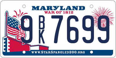 MD license plate 9BK7699