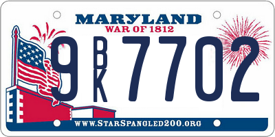 MD license plate 9BK7702