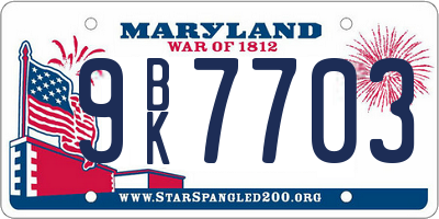 MD license plate 9BK7703