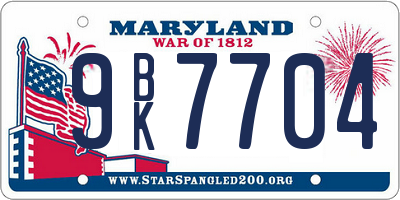MD license plate 9BK7704