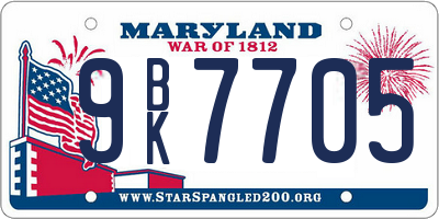 MD license plate 9BK7705