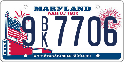 MD license plate 9BK7706