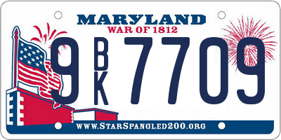 MD license plate 9BK7709