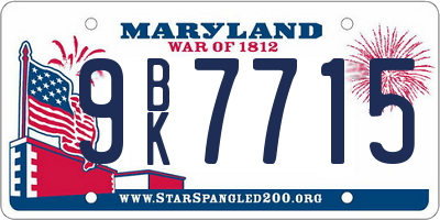 MD license plate 9BK7715