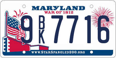 MD license plate 9BK7716