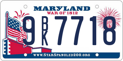 MD license plate 9BK7718