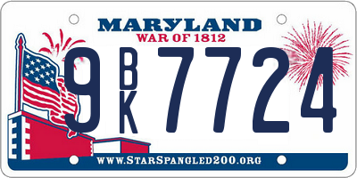 MD license plate 9BK7724