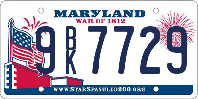 MD license plate 9BK7729