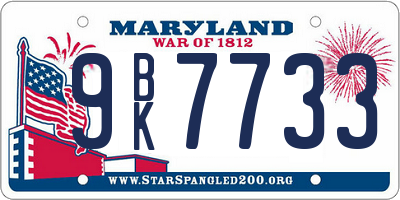 MD license plate 9BK7733